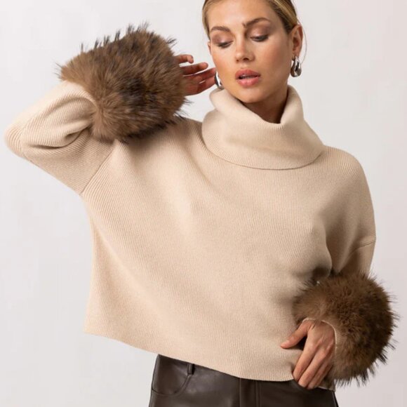 "Hadley" Fur Cuff Sweater - Picture 1 of 2